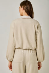 Suede Accent Bubble Hem Jacket Warm Beige