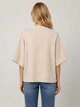 Novelty Button Short Sleeve Sweater Cardigan Taupe