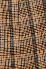 High Waisted Buttoned Plaid Mini Skirt Tan