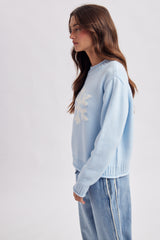 Snowflake Cozy Sweater Ice Blue + White