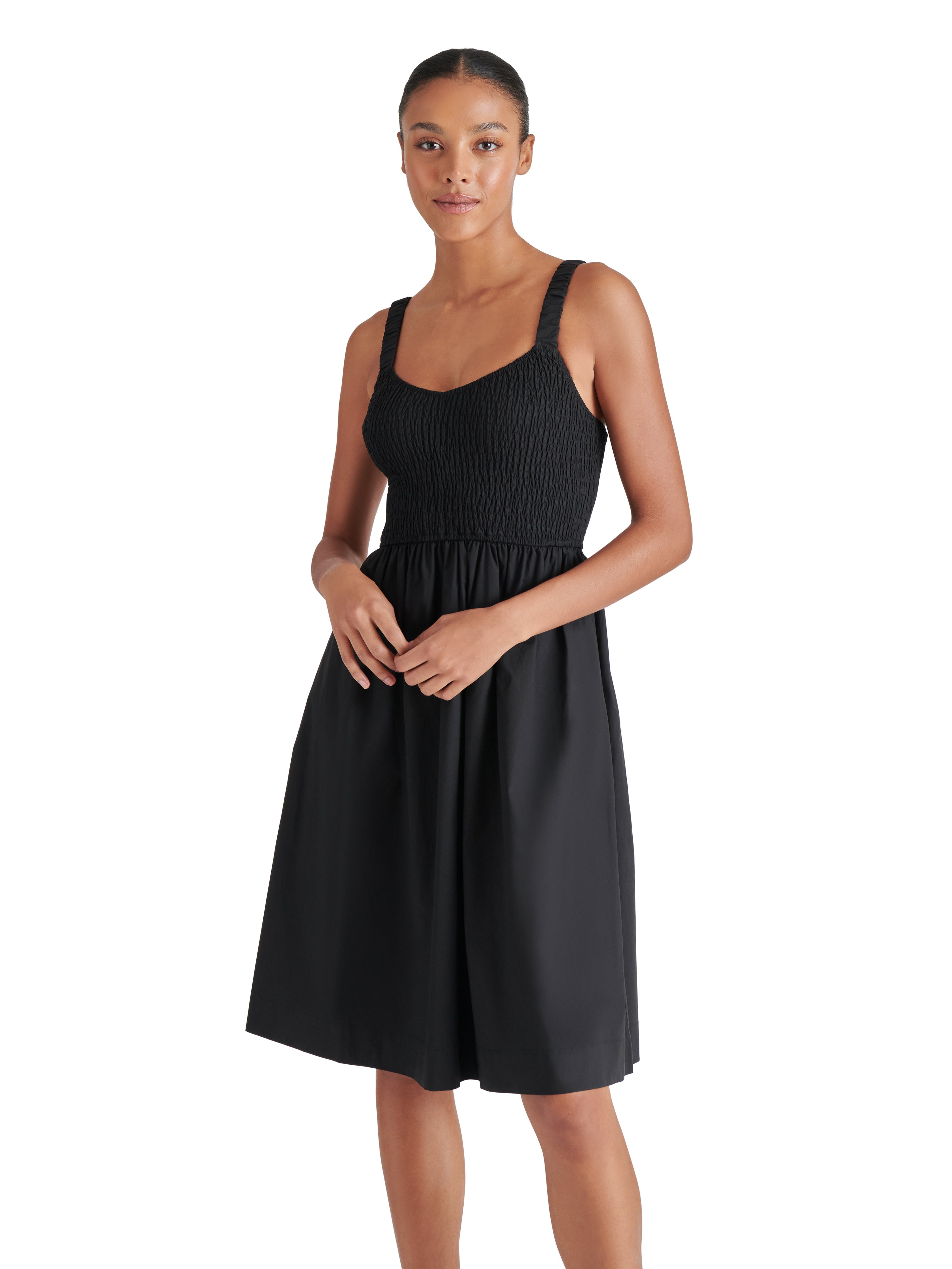 Fleur Smocked Sleeveless Dress Black