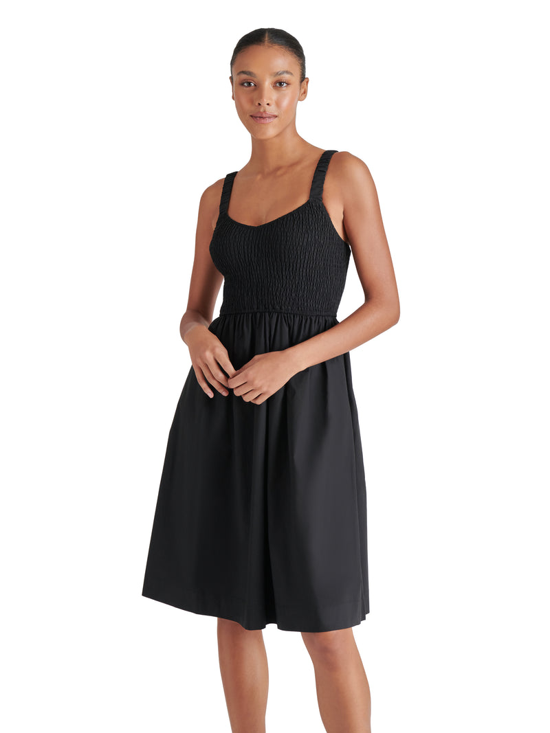 Fleur Smocked Sleeveless Dress Black