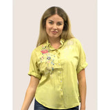 Bobbi Collared Embroidered Shirt Lemon Lime