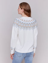Raglan Sleeve Ski Fairisle Sweater Cream
