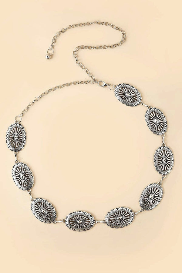 Western Scalloped Oval Chain Belt