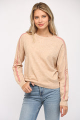 Stripe Detail Sleeve Sweater Oatmeal