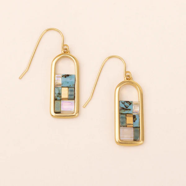 Good Karma Miyuki Frame Earrings Turquoise | Gold