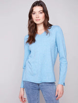 V Neck Basic Sweater Heather Oxford