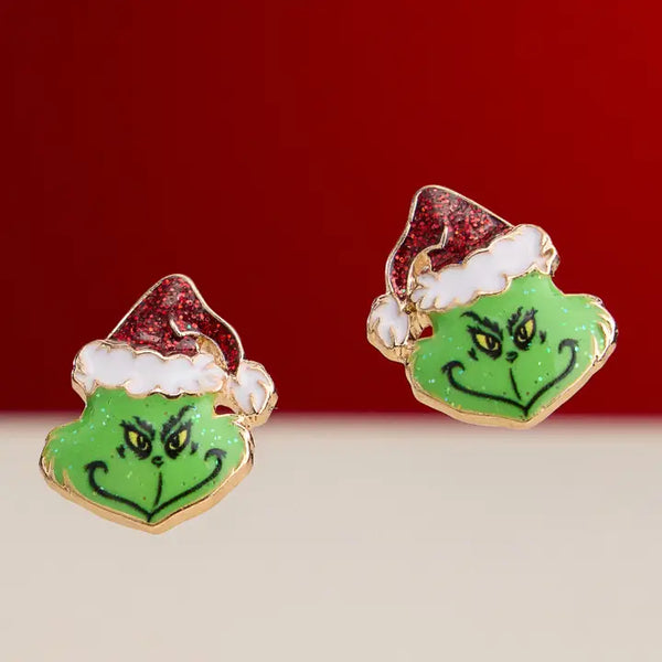 Grinch Stud Earrings - Red