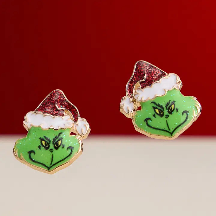 Grinch Stud Earrings - Red