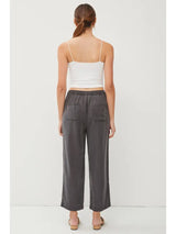 Tencel Wide Leg Cropped Pants Charcoal
