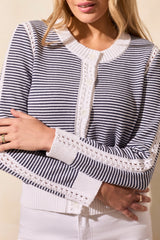 Crochet Details Sweater Cardi Jet Blue