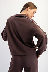 Modal Scuba Double Piping Polo Top Espresso + Cream