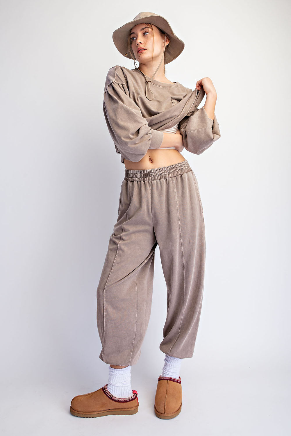 Rousey Single Pocket Balloon Jogger Set Mocha