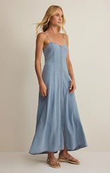 Angel Eyes Chambray Midi Dress Lake Blue