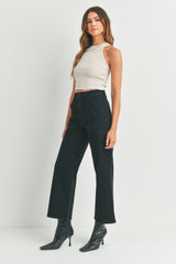 High Rise Cargo Pocket Wide Leg Jeans Black