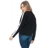 Sleeve Tape Detail Scuba Pullover Black + Ivory