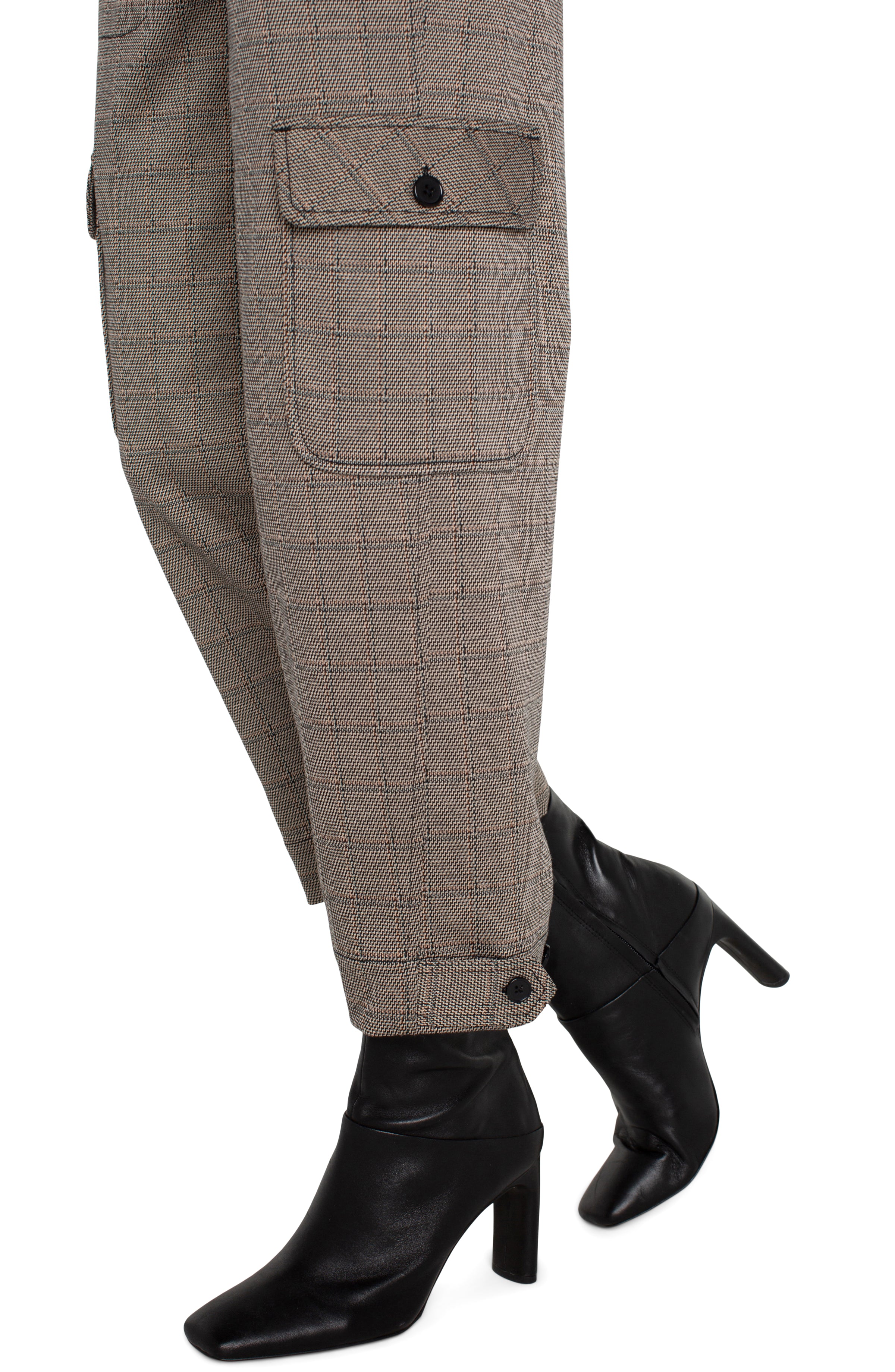 Tab Hem Utility Crop Cargo Pant Peppercorn Plaid