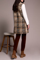 Wide Notch Collar Button Front Vest Sandstone