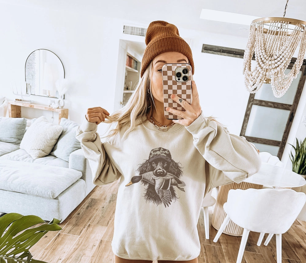 Spaniel Duck Crew Neck Sweatshirt Sand