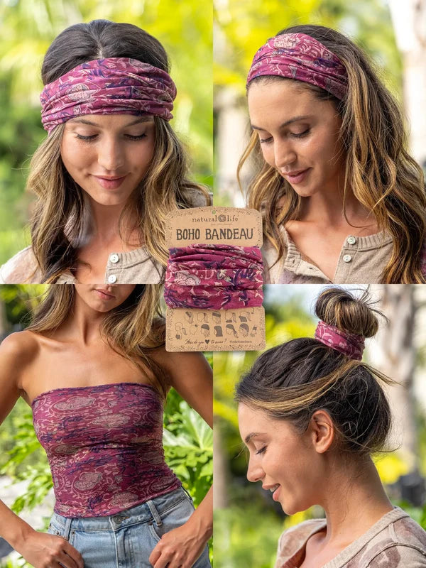 Full Boho Bandeau Mauve India Vines