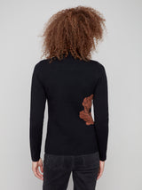 Printed Reversible Mock Neck Sweater Cacao