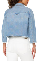 Fray Hem Cropped Jacket Sunset Stripe