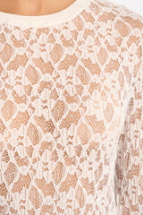 Floral Lace Long Sleeve Layering Top White