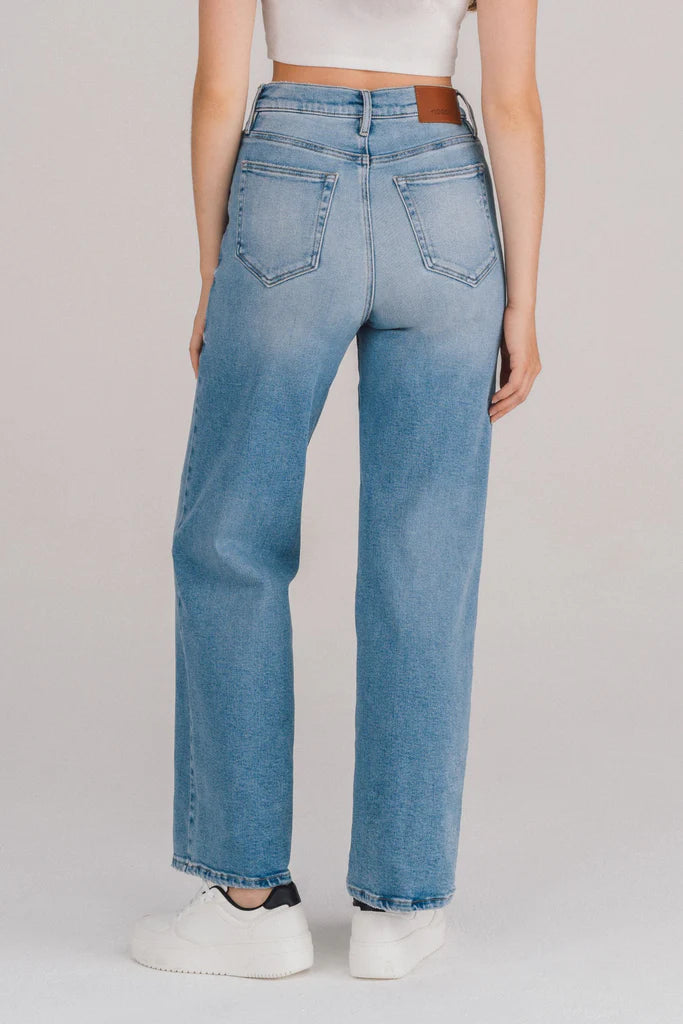 Double Crossover Waist Dad Jeans Medium Light