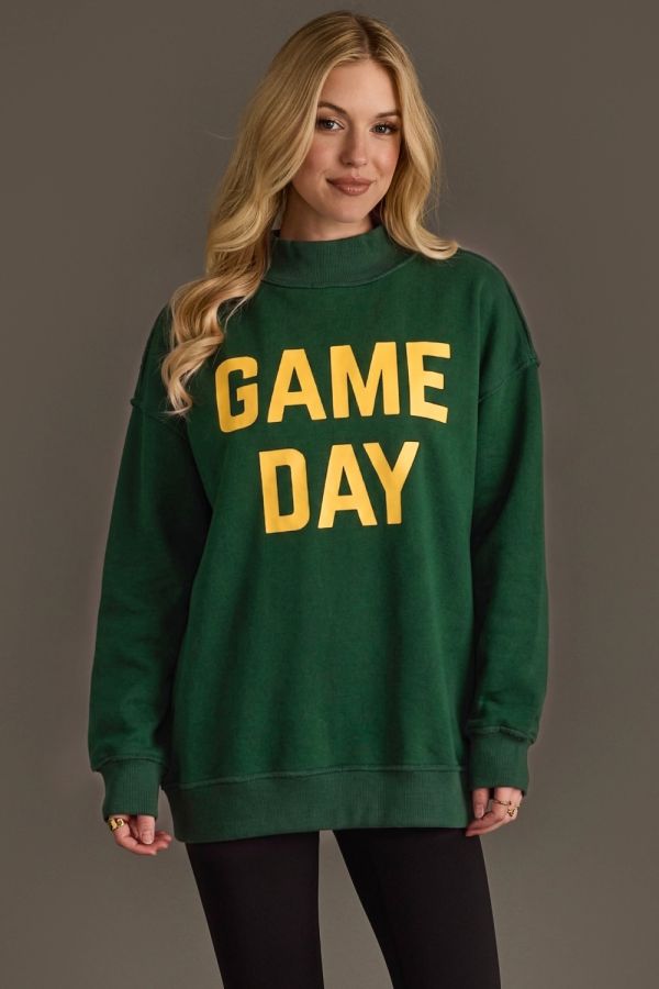 Game Day Reversible Mock Neck Sweatshirt Green