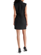 Tyra Sleeveless Blazer Front Tuck Mini Dress Black