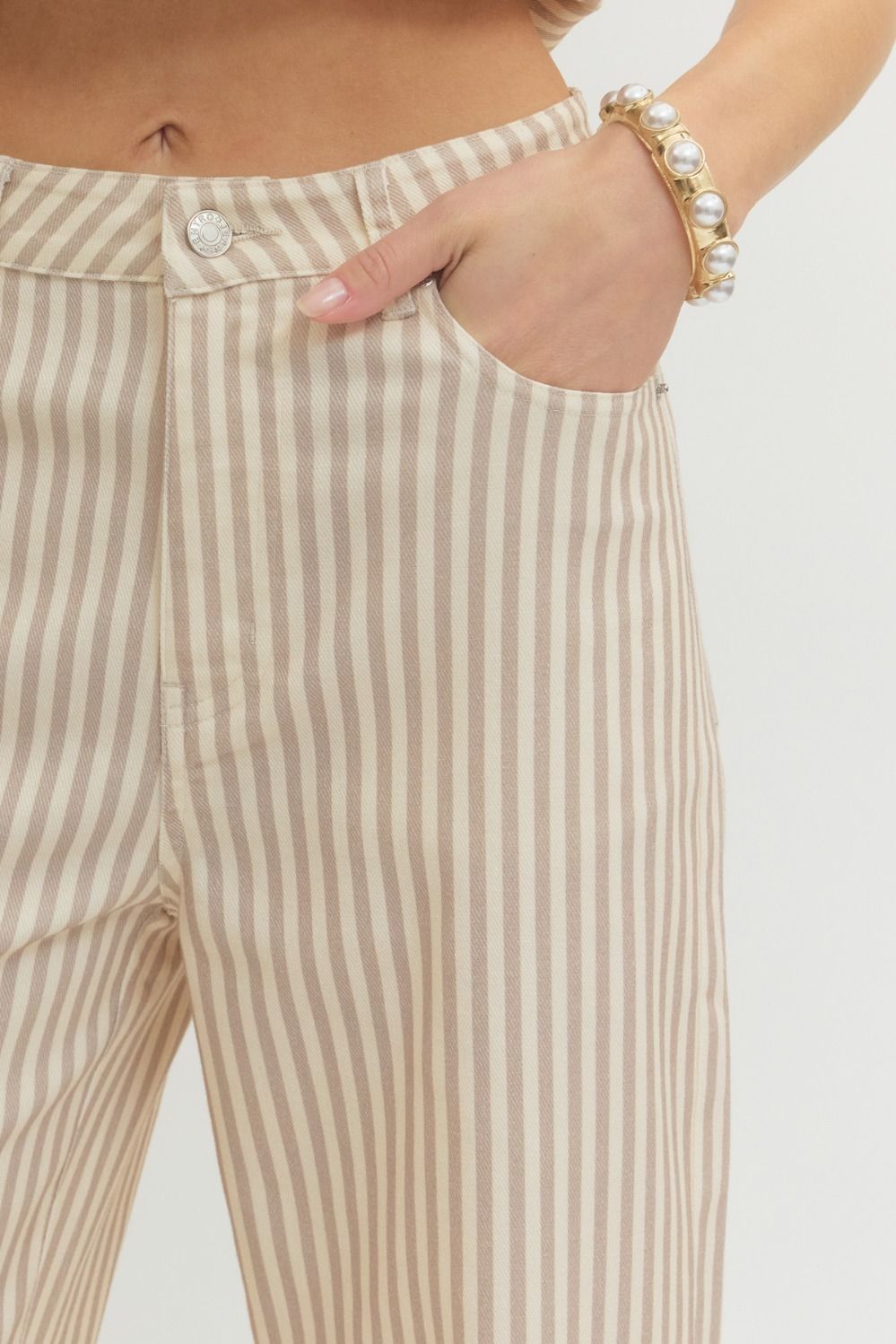 Stripe Crop Pant Tan