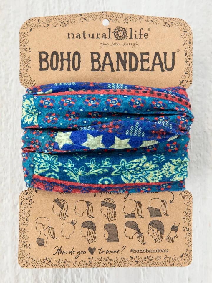 Full Boho Bandeau Dusty Blue American Flag