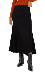 Pull On Seamed Denim Skirt Black Rinse