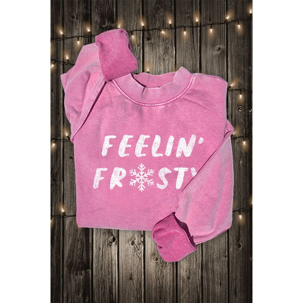 Feelin' Frosty Mineral Graphic Sweatshirt Hot Pink