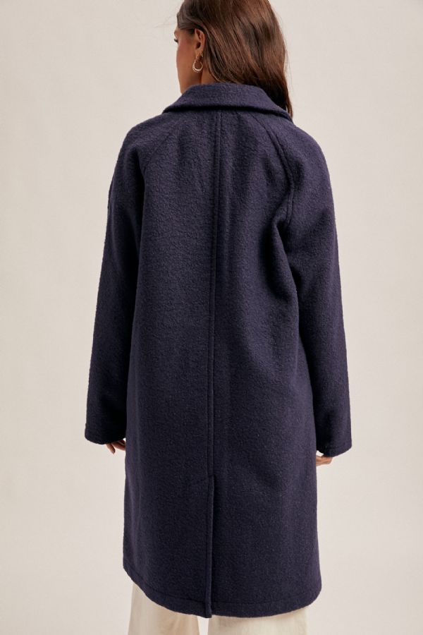 Teddy Textured Button Down Coat Navy