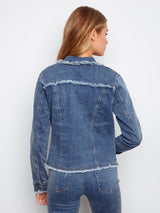 Fringe Edges Stretch Denim Jacket Medium Blue