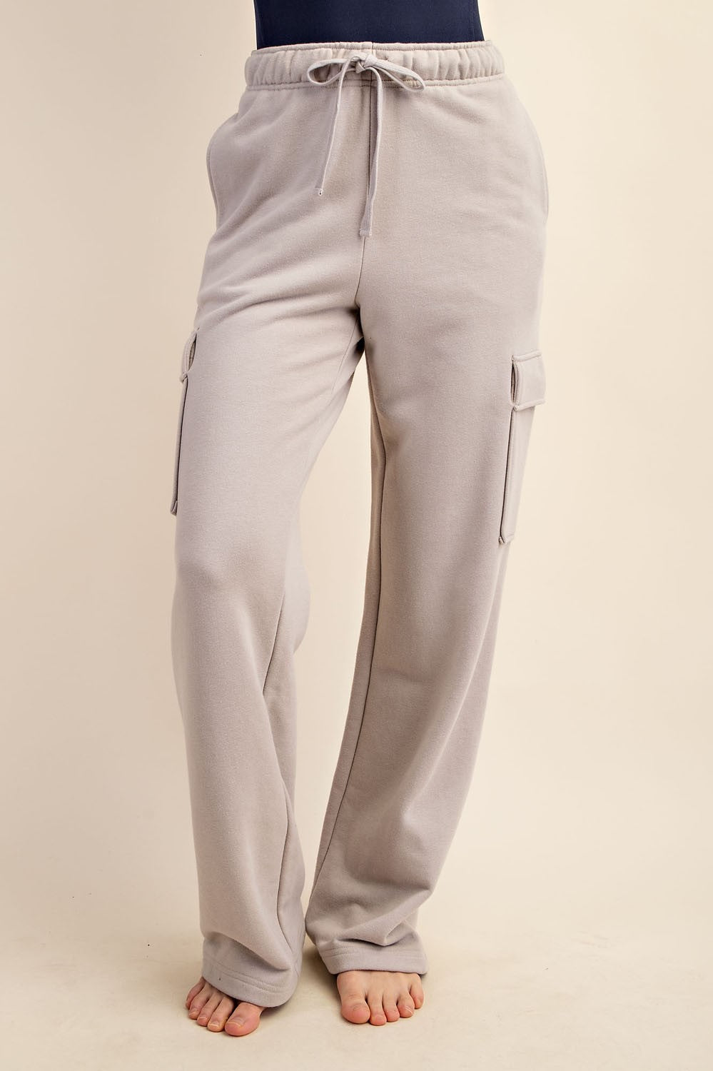 French Terry Cargo Straight Sweatpants Light Taupe