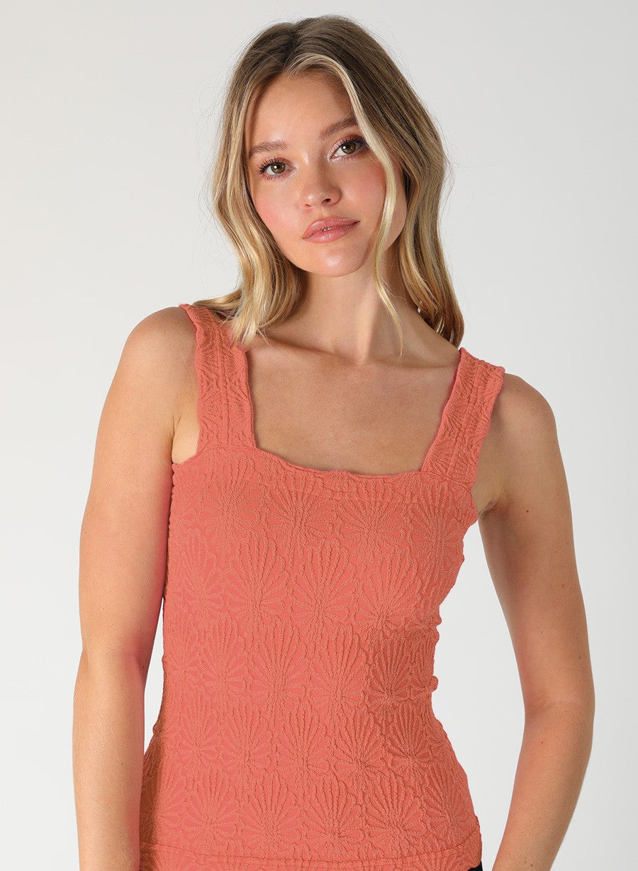 Lace Textured Square Tank Terracotta