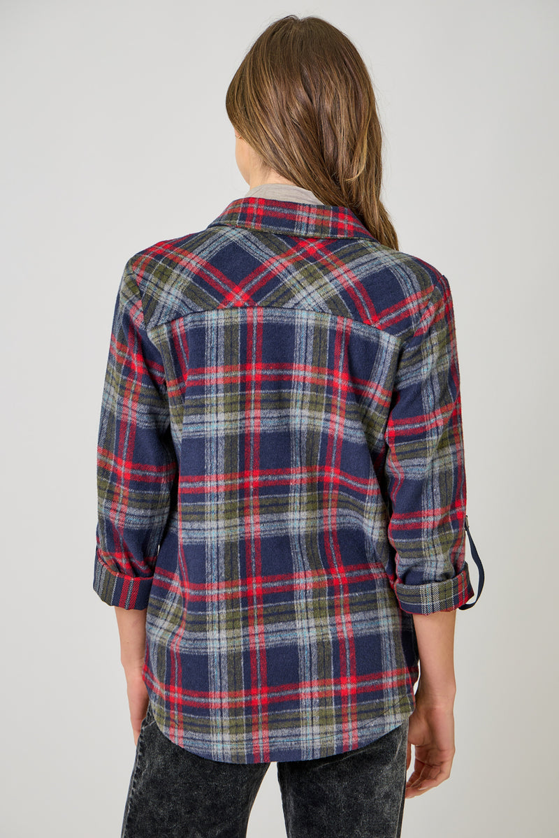 Plaid Shirt Jacket Navy