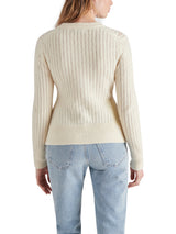 Illiana Pointelle Stitch Peplum Cardigan Cream