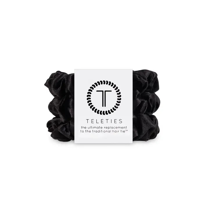 Teleties Silk Hair Scrunchie Small 3 Pack Jet Black