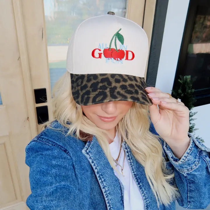 All In Good Fun Leopard Trucker Hat