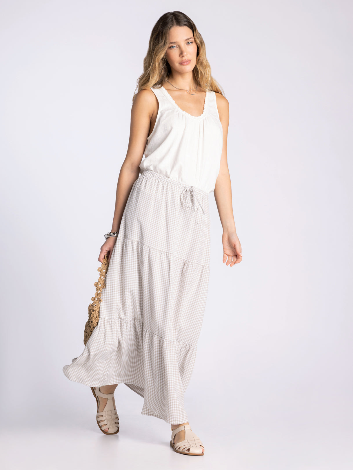 Caelis Skirt Sand Gingham