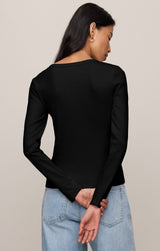 Greyson Scoop Long Sleeve Tee Black