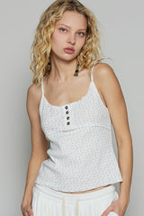 Mini Floral Button Detail Cami Ivory