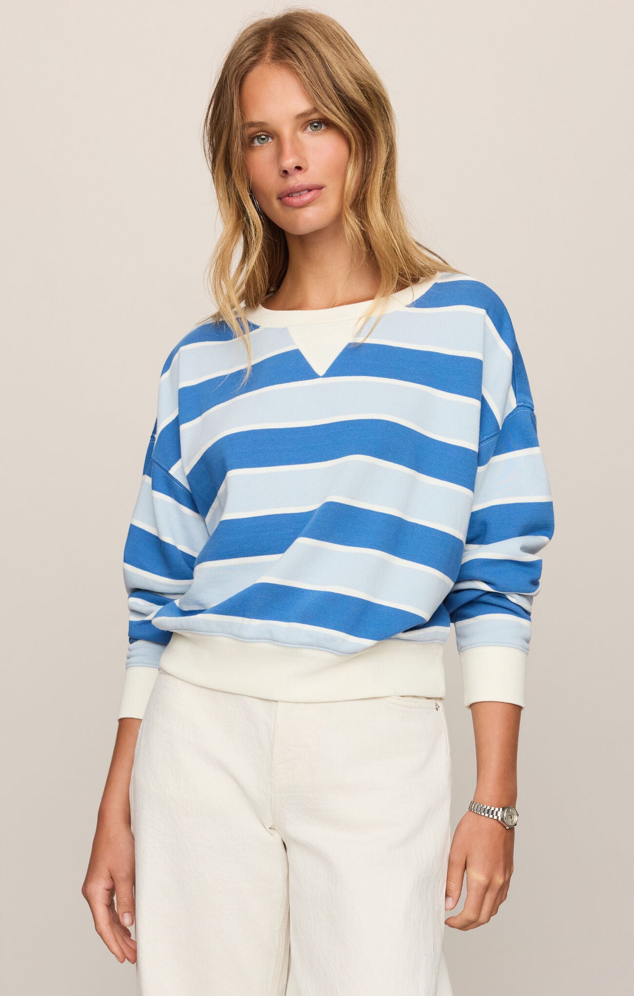 Clubhouse Striped Sweatshirt Morning Sky