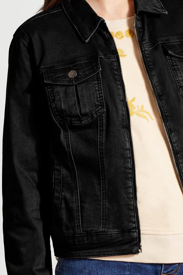 Zip Front Chest Pocket Jacket Black