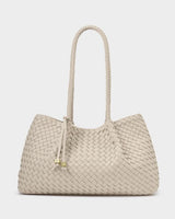 Nova Woven Small Shoulder Tote Oyster