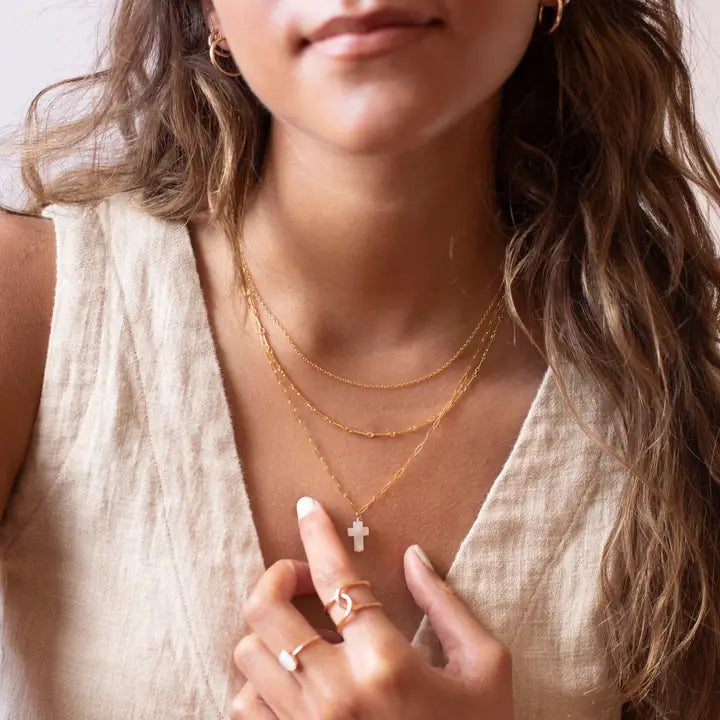 Mother of Pearl Cross Necklace
